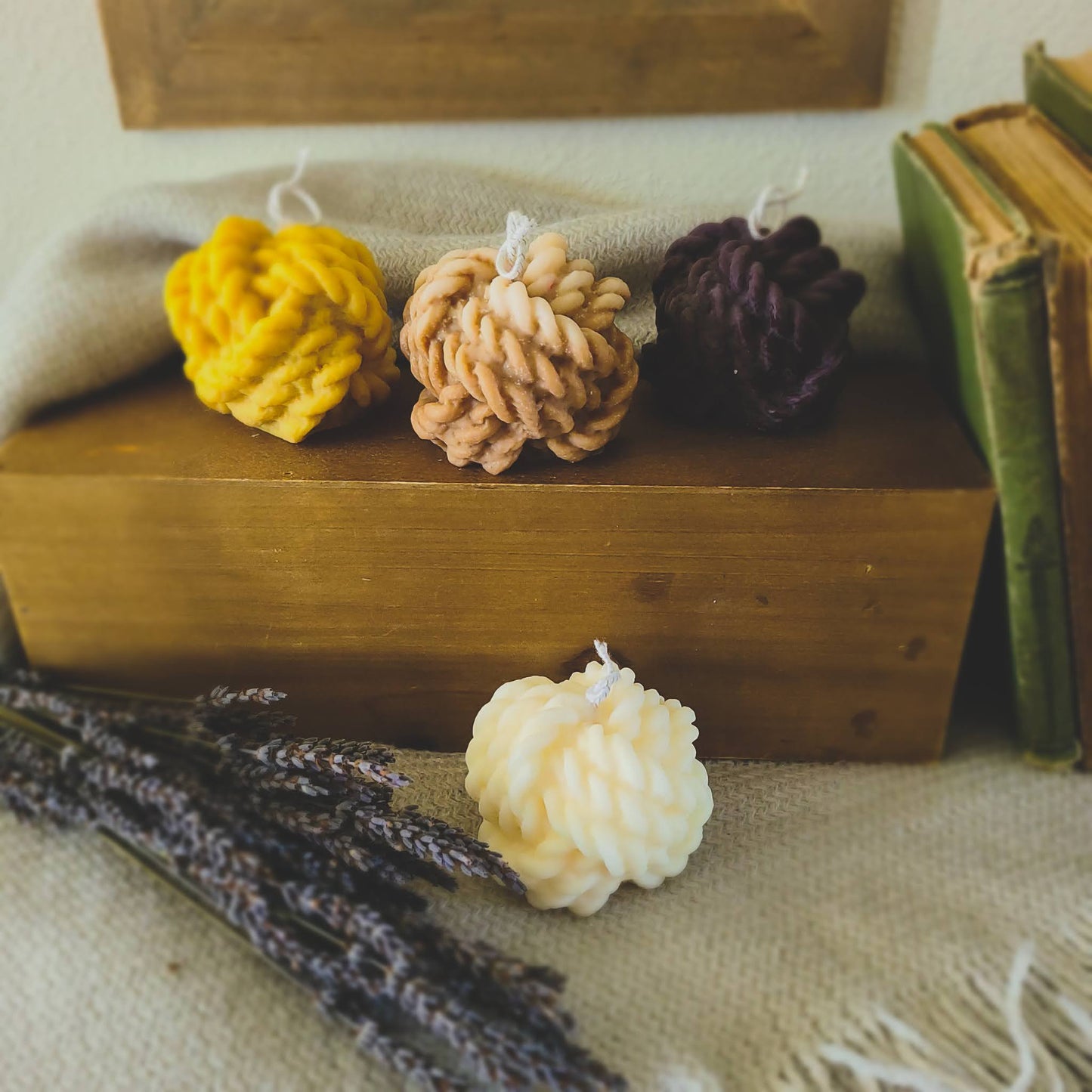 Yarn Ball Sculpture Candle