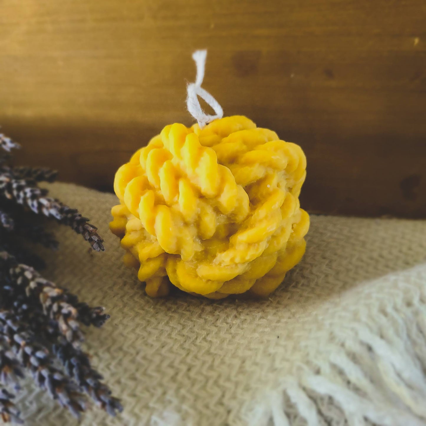 Yarn Ball Sculpture Candle